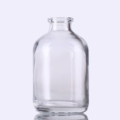 50 ml Un flacon en verre transparent moulé USP type II avec un cou de 20 mm
