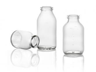 Bouteille en verre transparent à perfusion de type 50 ml à étanchéité facile à l' ouverture et à coupe de 32 mm